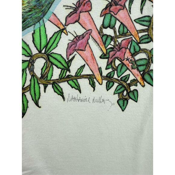 Vintage Delta Womens Nathaniel Miller Texas Hummingbird Art Graphic T-Shirt Size - Picture 6 of 8